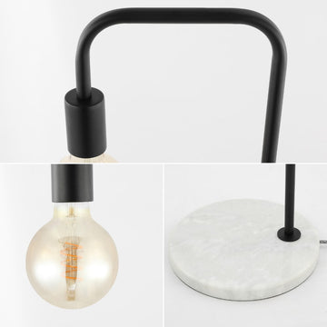 Vega 60" Minimalist Edison Metal/Marble Floor Lamp - JONATHAN Y